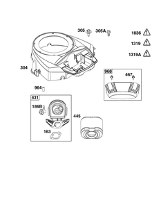 Blower Housing And Air Cleaner Group Diagram and Parts List for 44U777-0013-B5 400000 - 699999 Briggs and Stratton Engine